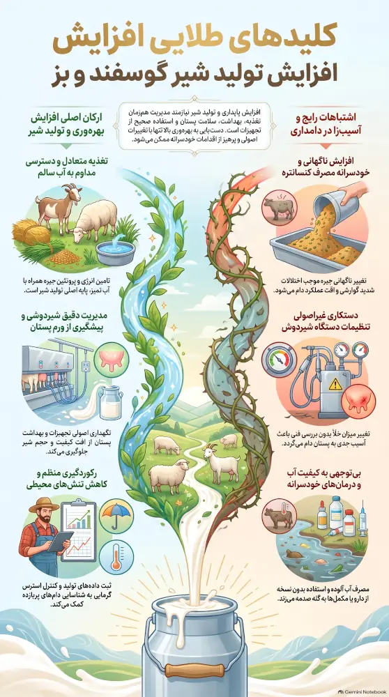 افزایش شیر گوسفند و بز